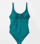 Wolf & Whistle Maternity Exclusive Swimsuit With Tie Detail In Green
