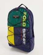 Polo Ralph Lauren Sports Logo Color Block Back Pack In Navy/green