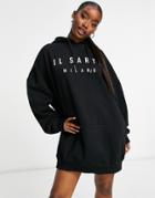 Il Sarto Oversized Hoodie Dress In Black