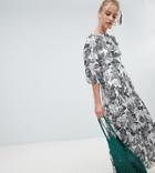 Reclaimed Vintage Inspired Mono Print Maxi Dress With Open Back - Multi
