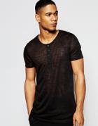 Asos Loungewear Grandad T-shirt In Black Slub Fabric - Black