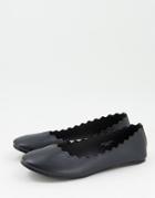 Accessorize Flat Shoes With Scallop Detail In Black