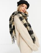 Monki Recycled Polyester Scarf In Beige Check-neutral
