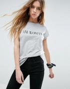 Asos T-shirt With I Am Woman Print - Gray