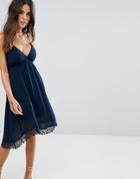 Seafolly Lace Trim Dip Hem Beach Dress - Navy