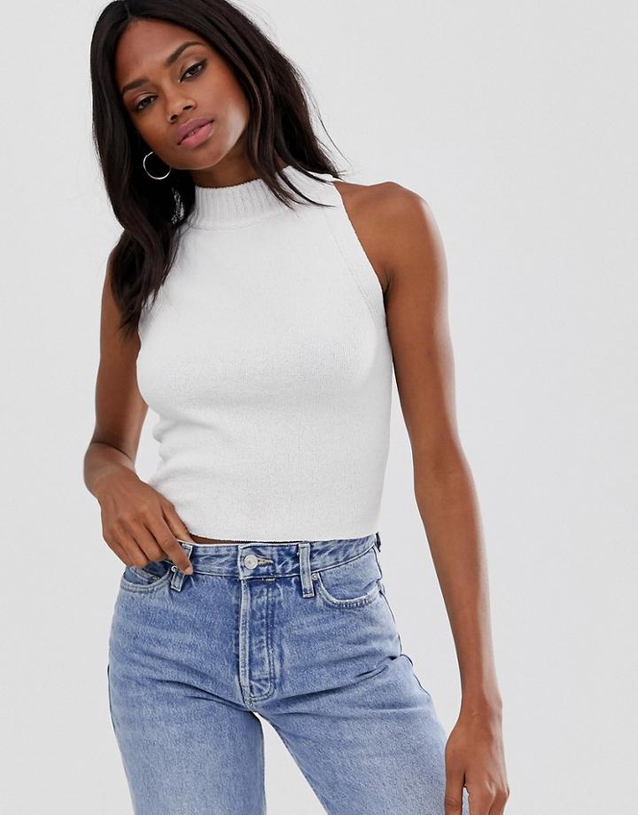 Asos Design High Neck Knitted Tank-cream