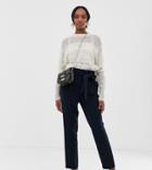 Y.a.s Tall Paperbag Waist Tapered Pants-navy
