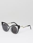 7x Contrast Chunky Frame Sunglasses - Black