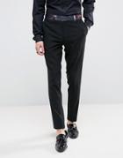 Asos Super Skinny Tuxedo Suit Pants In Black With Floral Print Contrast - Black