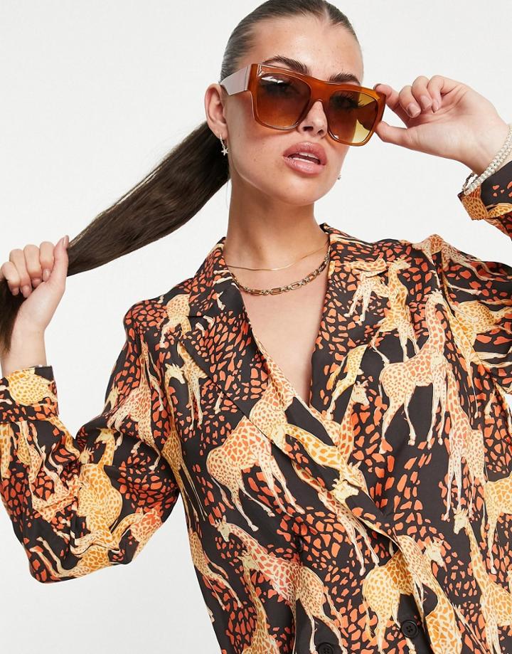 & Other Stories Giraffe Print Blouse In Multi - Part Of A Set