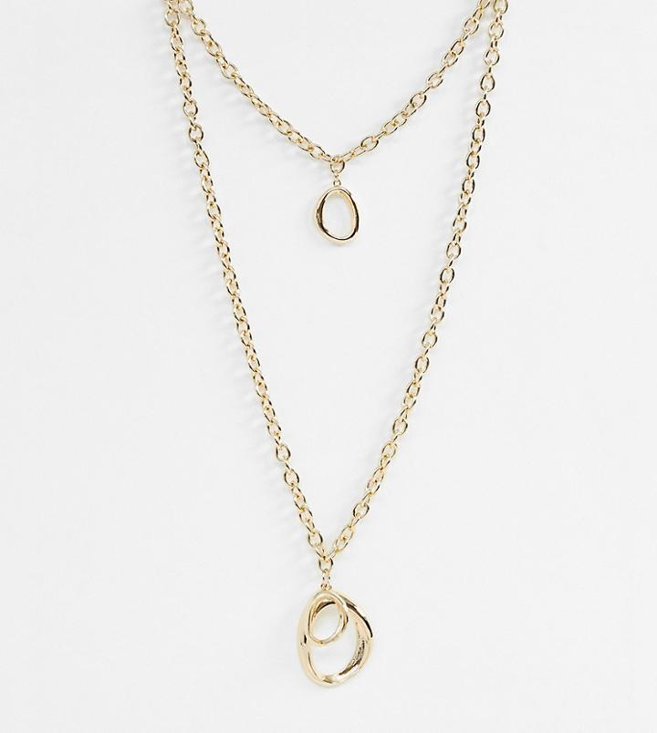Warehouse Chunky Oval Multirow Necklace - Gold