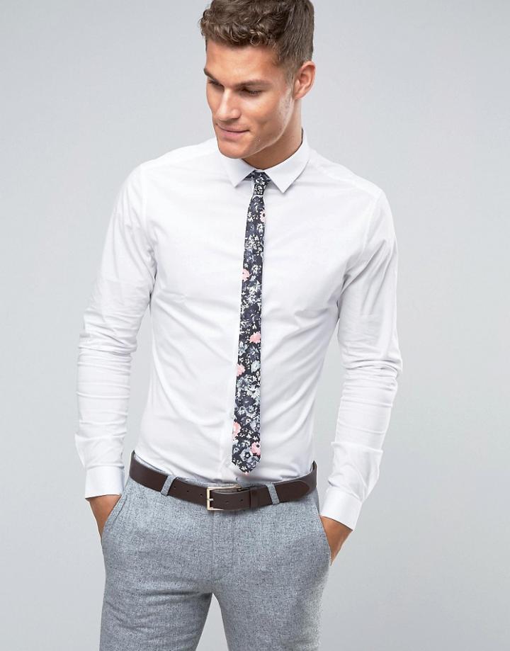 Asos Skinny Shirt With Floral Tie Pack - White