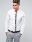 Asos Skinny Shirt With Floral Tie Pack - White