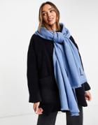 Asos Design Recycled Blend Personalized Scarf With L Initial In Blue-black