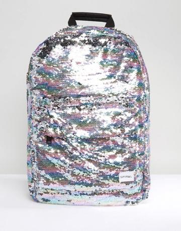 Spiral All Over Rainbow Sequin Backpack - Multi