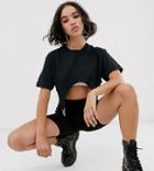 The Ragged Priest Crop Top With Suspender Detail-black