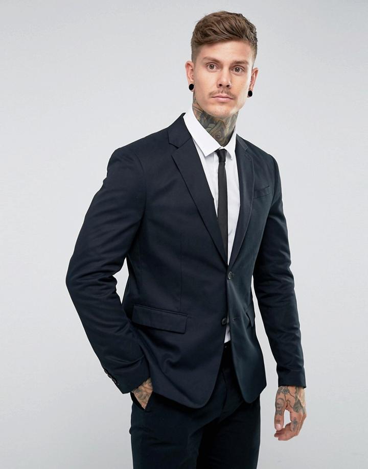 Allsaints Slim Fit Suit Blazer-navy