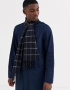 Moss London Scarf In Navy Windowpane Check