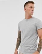New Look Roll Sleeve T-shirt In Gray Marl - Gray