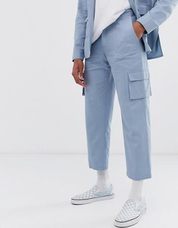 Sacred Hawk Two-piece Relaxed Fit Worker Pants In Light Blue