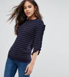 Y.a.s Tall Sail Short Sleeve Sweater With Split Sleeve-navy