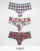 Asos Mickey Mouse 3 Pack Cheeky Pants - Multi