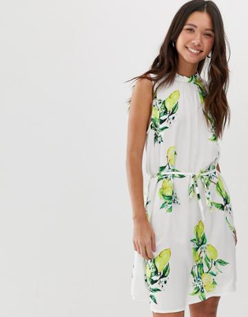 Jdy Limone Lemon Print Shift Dress-white
