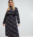 Uttam Boutique Plus Long Sleeve Floral Maxi Dress - Navy