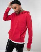 Mennace Drop Shoulder Hoodie In Red - Red