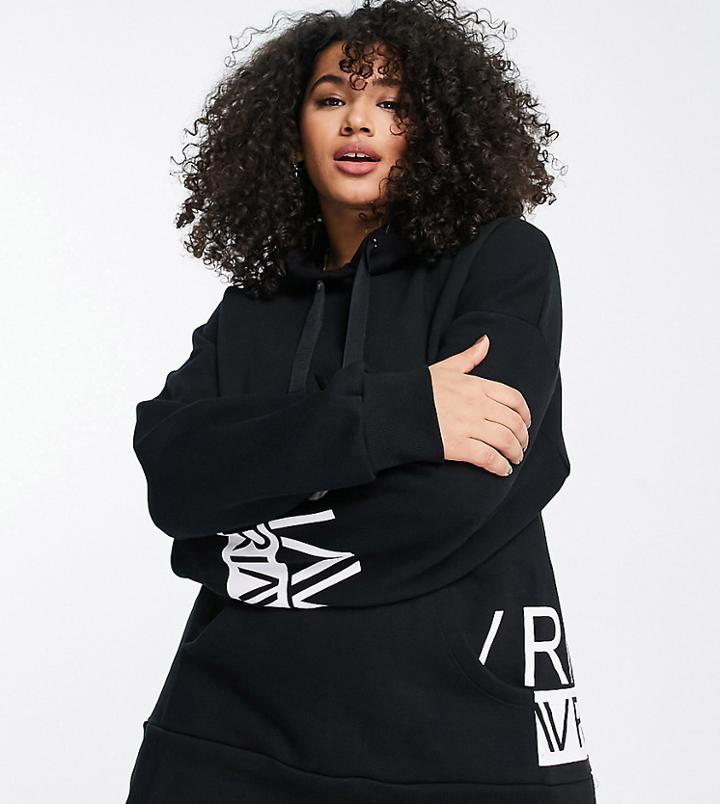 River Island Active Plus Logo Hoodie In Black