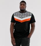 Asos Design Plus Organic Cotton Relaxed T-shirt With Snake Print And Panel Detail - Black