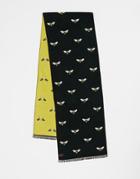 Devils Advocate Reversible Embroidered Bee Scarf-black