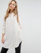 J.d.y Stripe Tunic With Pockets - Gray