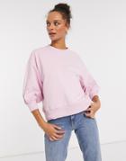 Asos Design Boxy Sweatshirt With Wide Sleeve In Pink