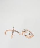 Asos Pack Of 2 Crystal Kiss And Midi Ring Pack - Copper