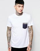Fred Perry T-shirt With Gingham & Spot Pocket - White