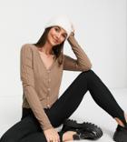 Vero Moda Tall Ribbed Cardigan In Mocha - Part Of A Set-brown