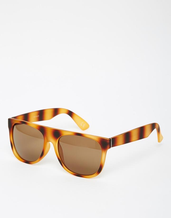 Asos Flatbrow Sunglasses In Rubberised Tort - Tort