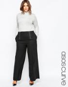 Asos Curve Extreme Flare Pant With Zipper Detail - Gray