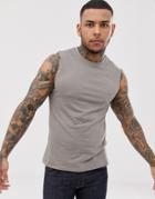 Asos Design Organic Tank Tank In Beige - Beige