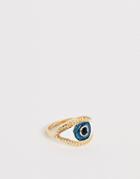 Asos Design Ring In Enamel Eye Design In Gold Tone