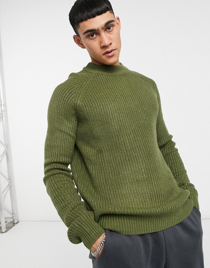 Pull & Bear Turtleneck Sweater In Khaki-green