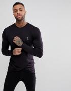 Religion Long Sleeve T-shirt With Cross Hem - Black