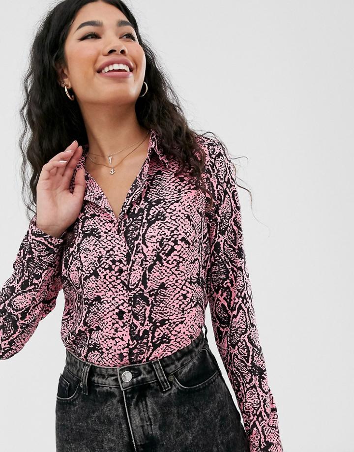 Brave Soul Tina Shirt In Bright Zebra Print