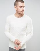 Selected Homme Knitted Sweater With Tonal Pattern In 100% Cotton - White