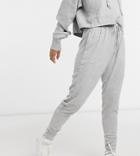 Asos Design Petite Mix & Match Lounge Super Soft Ribbed Sweatpants In Heather Gray-grey