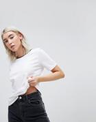Asos T-shirt With Dip Back And Contrast Trim - White