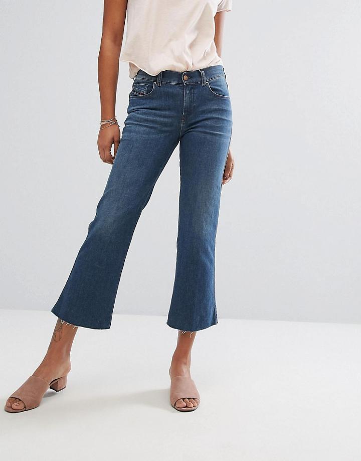 Diesel Wide Leg Cropped Jean - Gray