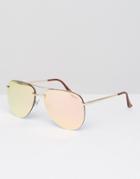 Quay Australia Exclusive To Asos The Playa Rimless Aviator Sunglasses - Pink