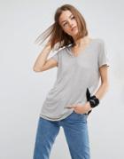 Asos Lightweight T-shirt With V Neck - Gray